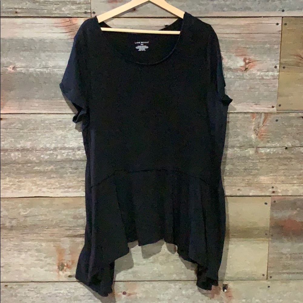 Lane Bryant Black Sharkbite Knit Top